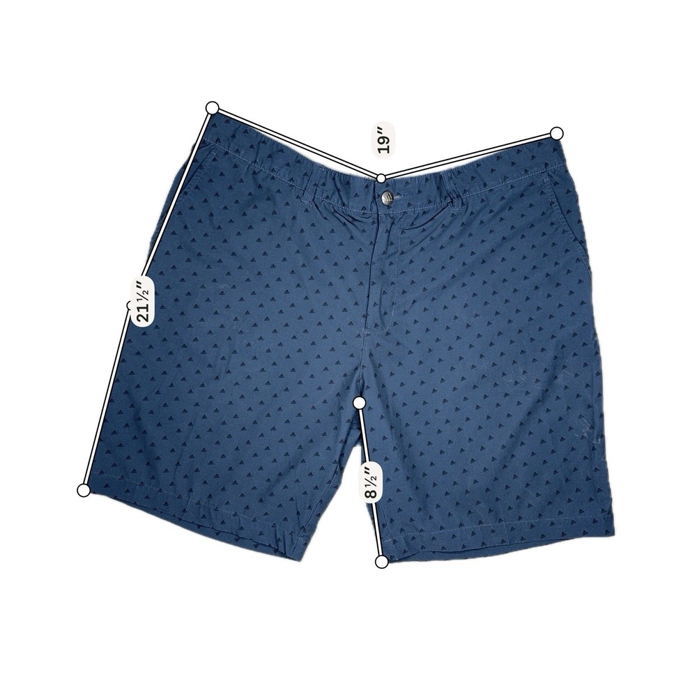 Adidas Golf Shorts Mens 38 Navy Blue All Over Logo Print Performance Stretch - Picture 4 of 5